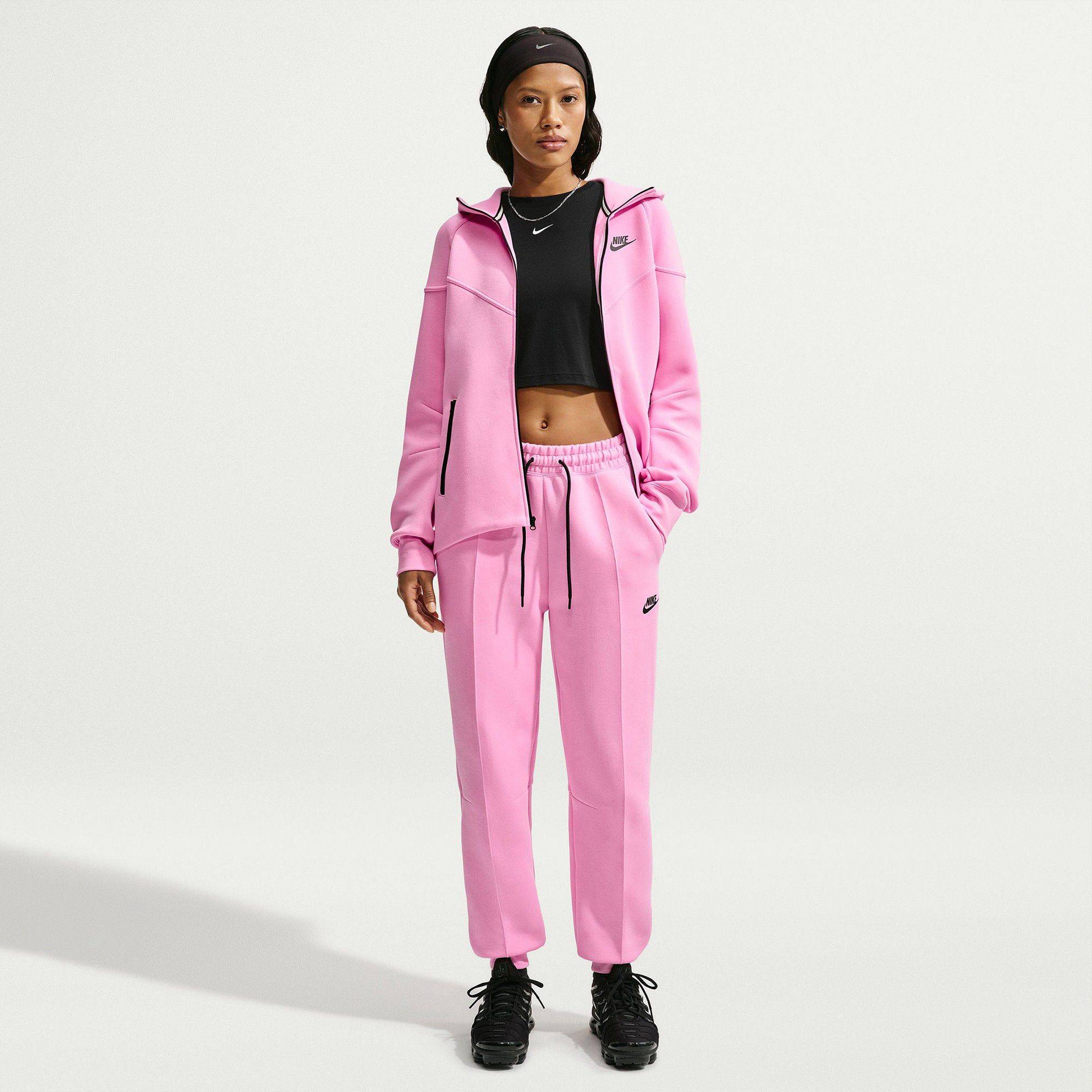 Pink nike tech Nike Tech Fleece Mid-Rise Joggers - Pink Rise/Black