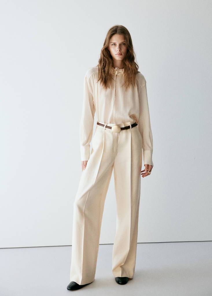 Mango Flowy Ruffle Blouse - Ecru
