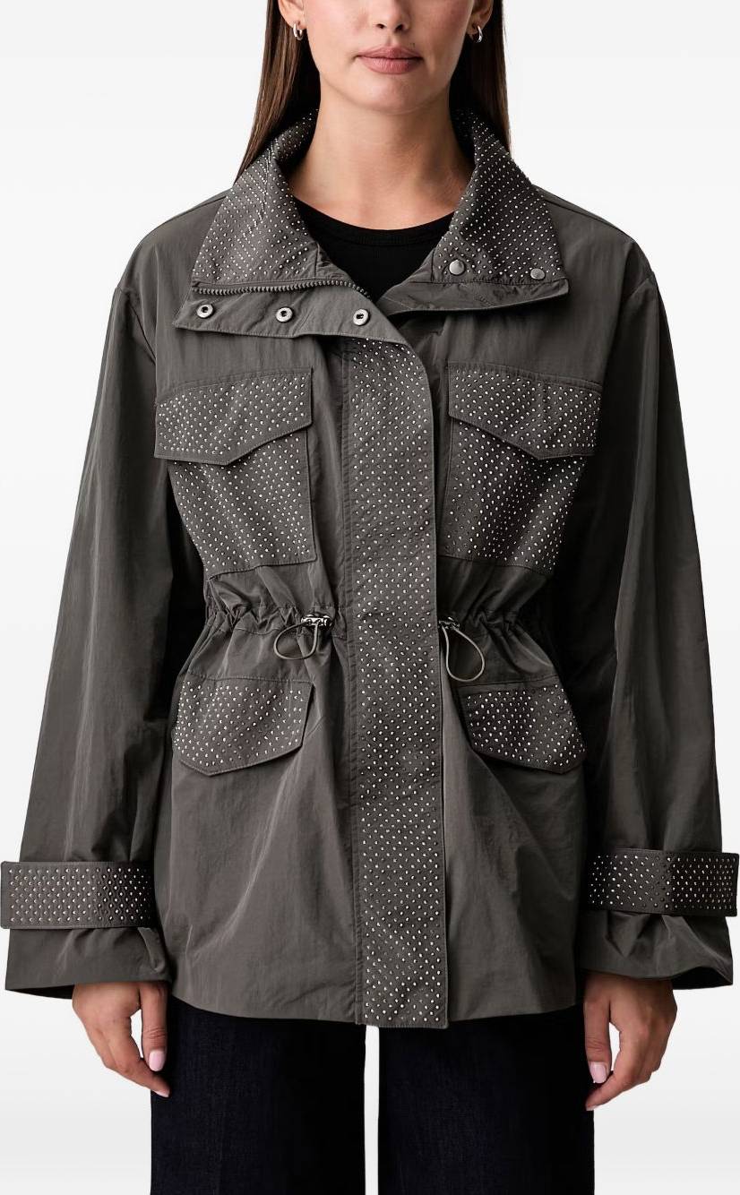 Joseph Ribkoff Stud Embellished Drawstring Jacket Nylon - Grå