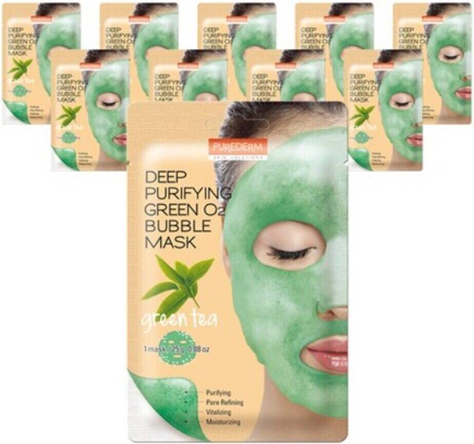 Purederm Deep Purifying Green O2 Bubble Mask 25g x 10ea