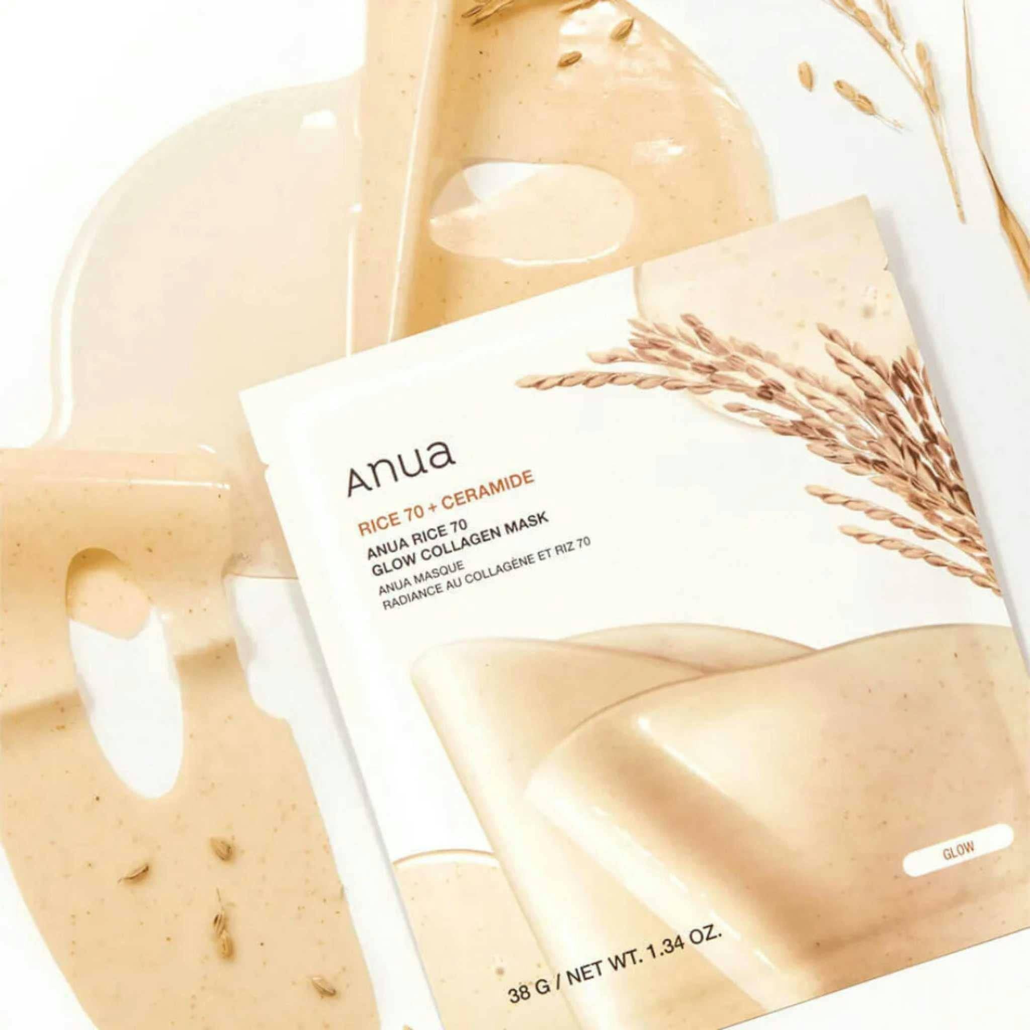 Anua Rice 70% Glow Collagen Mask Box 4 Masks