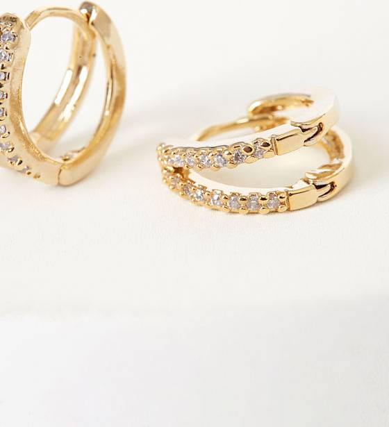 Mini hoop Lulus Gold Rhinestone Mini Hoop Earrings