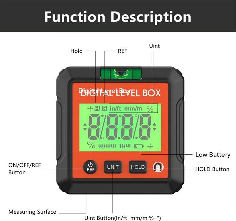Jojomino Magnetic Digital Level Box Multi Angle Measuring Ruler Måleværktøj