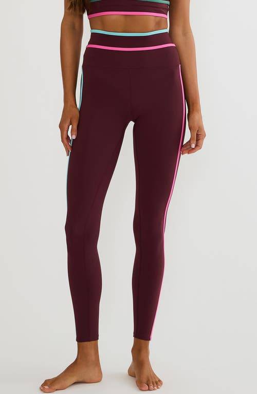 Solara Leggings Medium Raspberry Bloom Colorblock - Polyester/Spandex