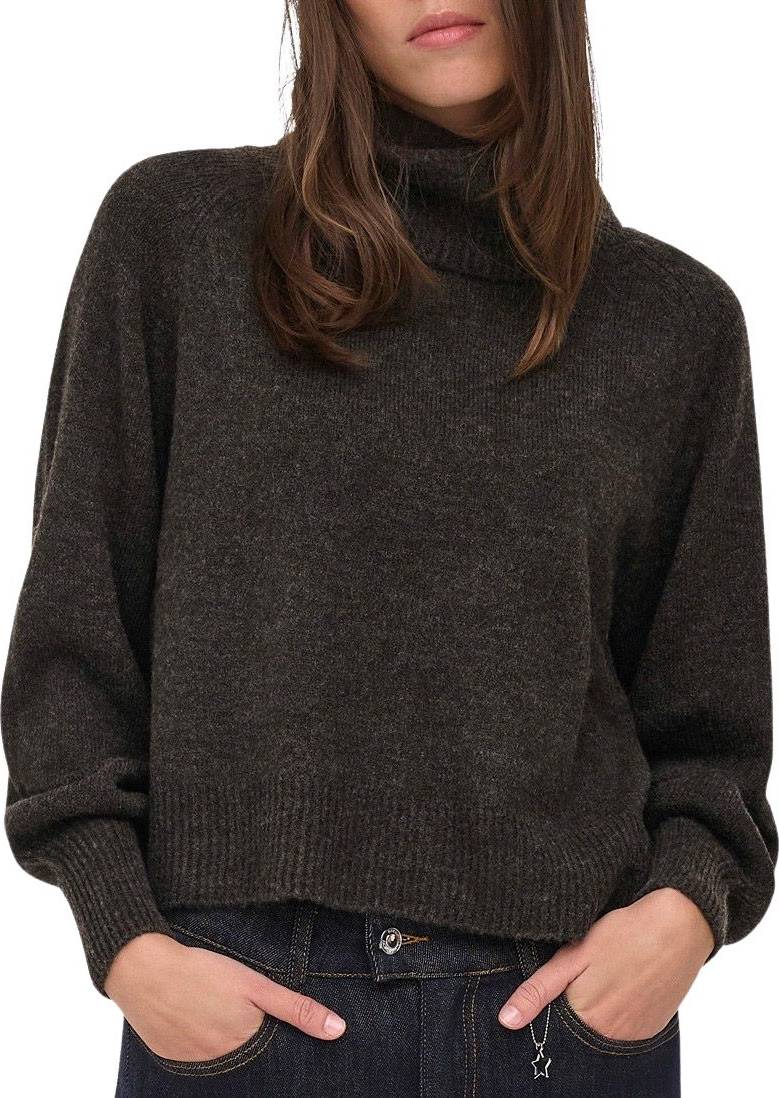 Only Rollkragenpullover Rippbündchen Damen - Grau