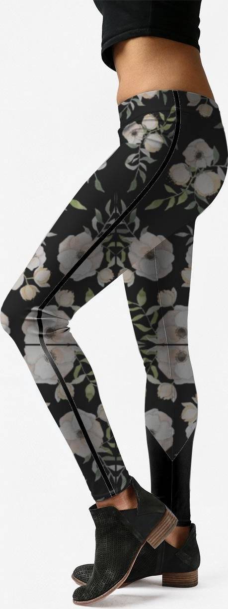 Pink roses Vida Leggings Pink Roses Printed Pattern