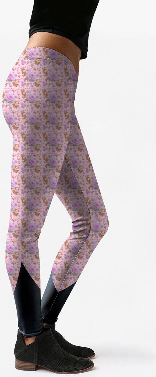 Pink roses Vida Leggings Pink Roses Printed Pattern