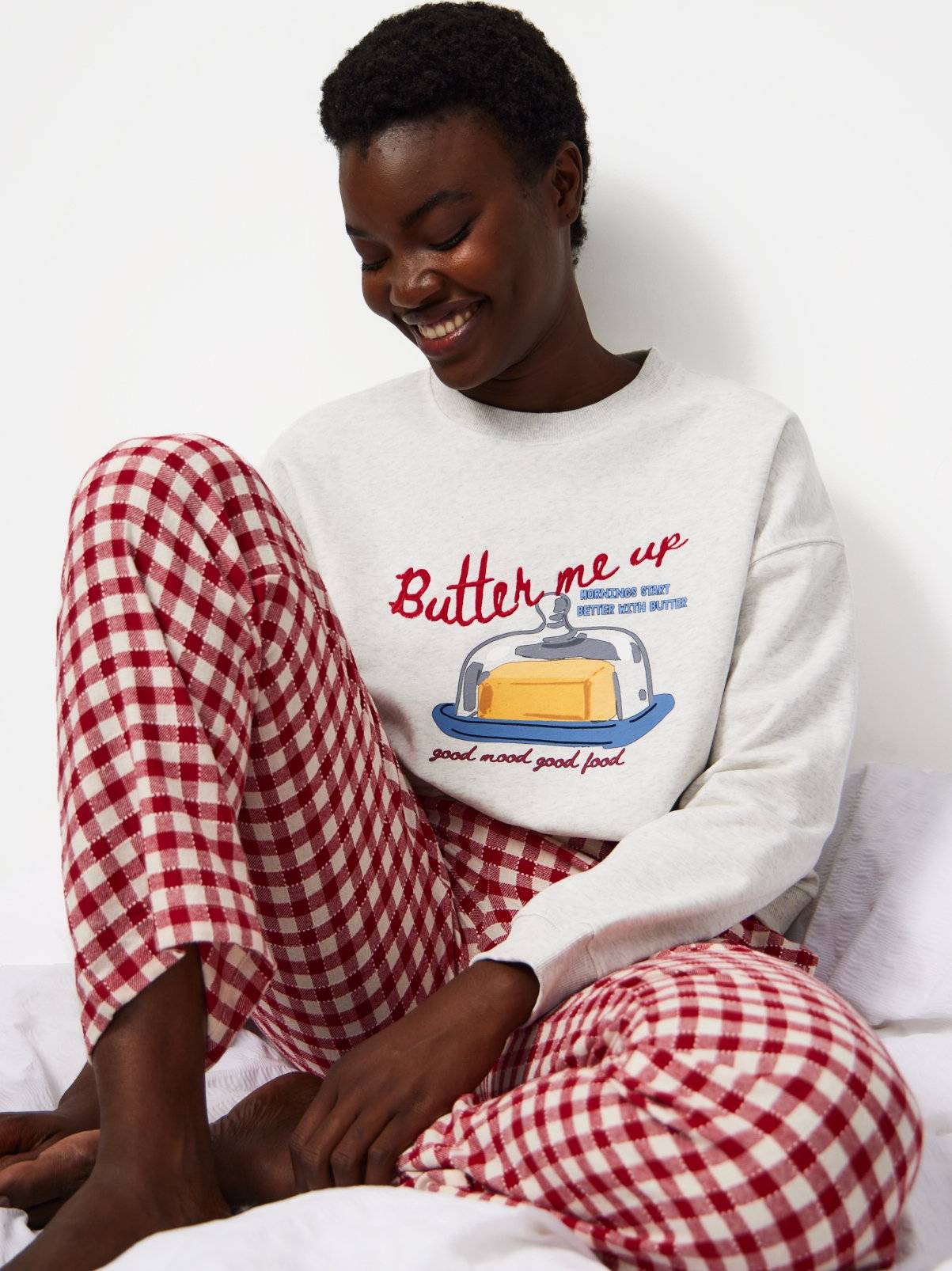 Tu Butter Me Up Check Pyjamas - Grey