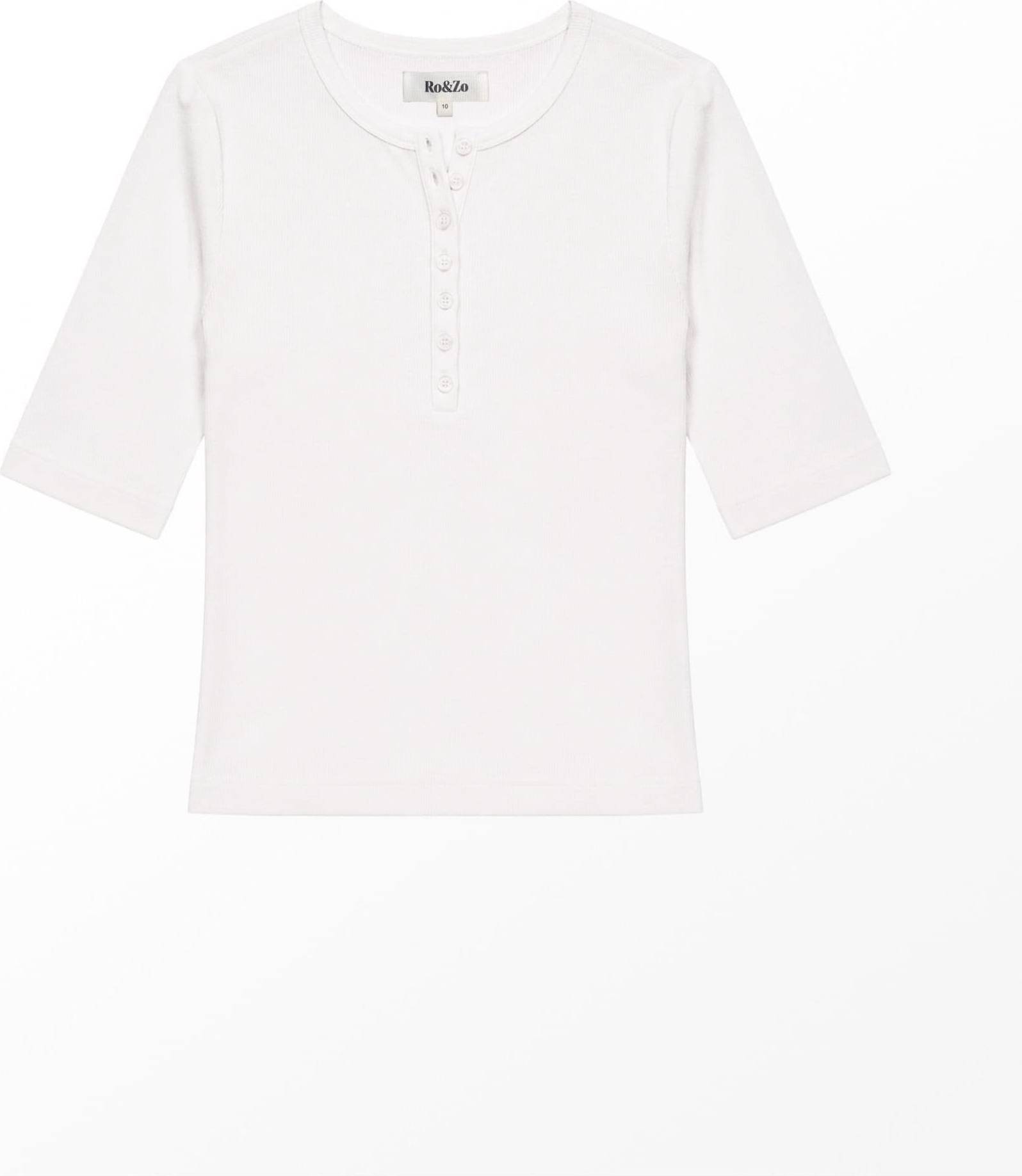 Cotton Modal Blend Ribbed Henley Top - Ivory