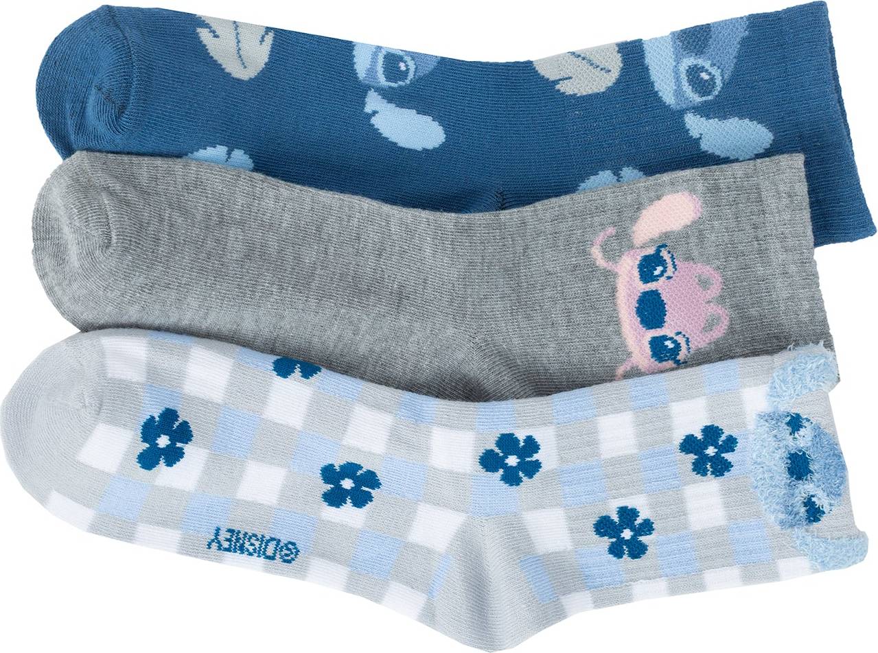 5 Pack Ribbed Lilo Stitch Mid Crew - Pink