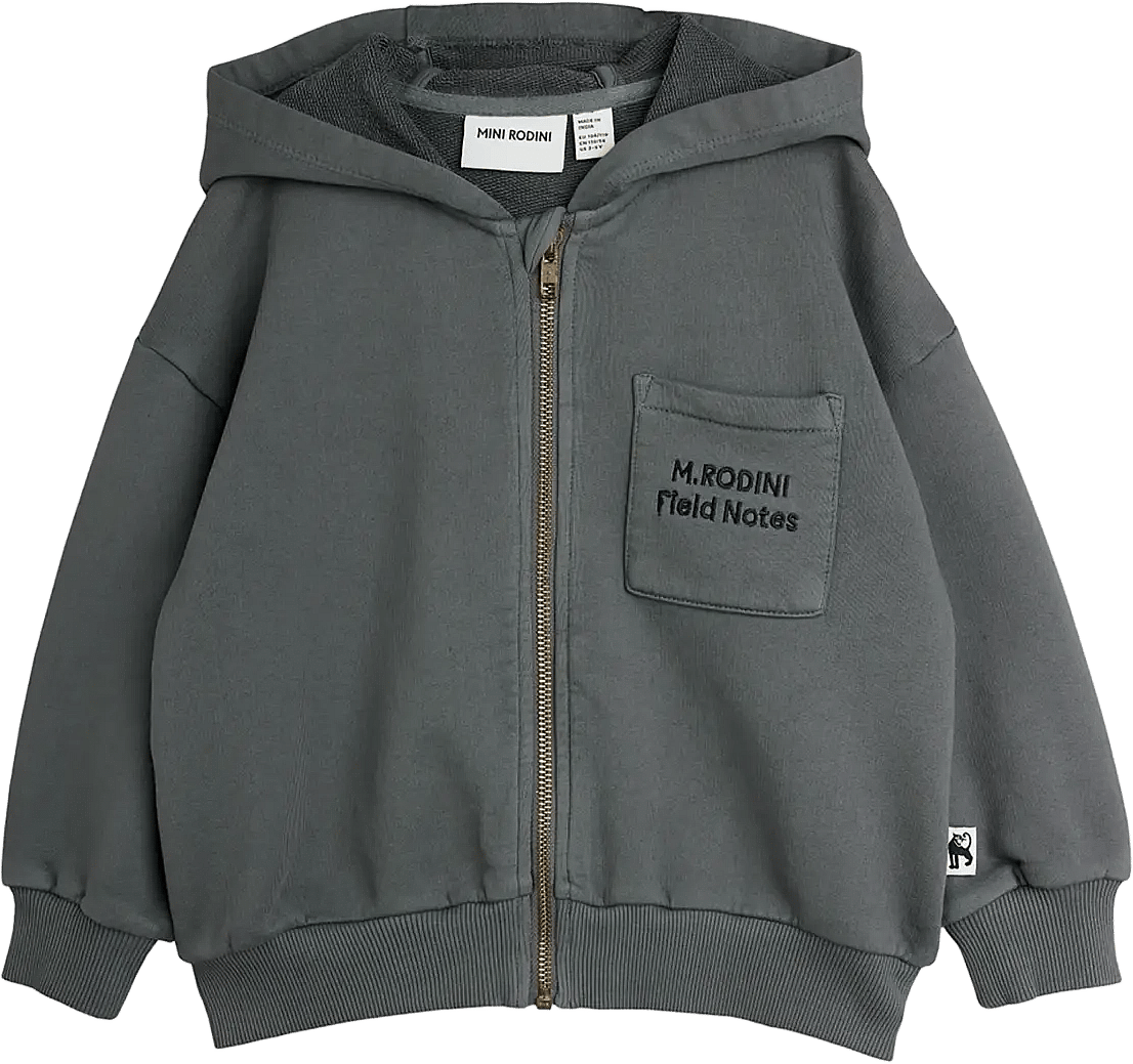 Mini Rodini Field Notes Emb Hoodie - Grey