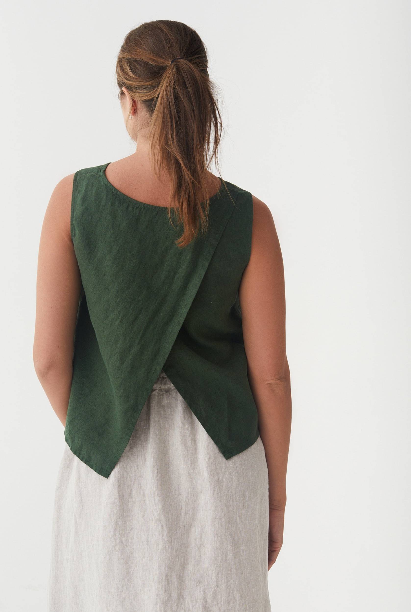 Split Back Top Tonga - Deep Green