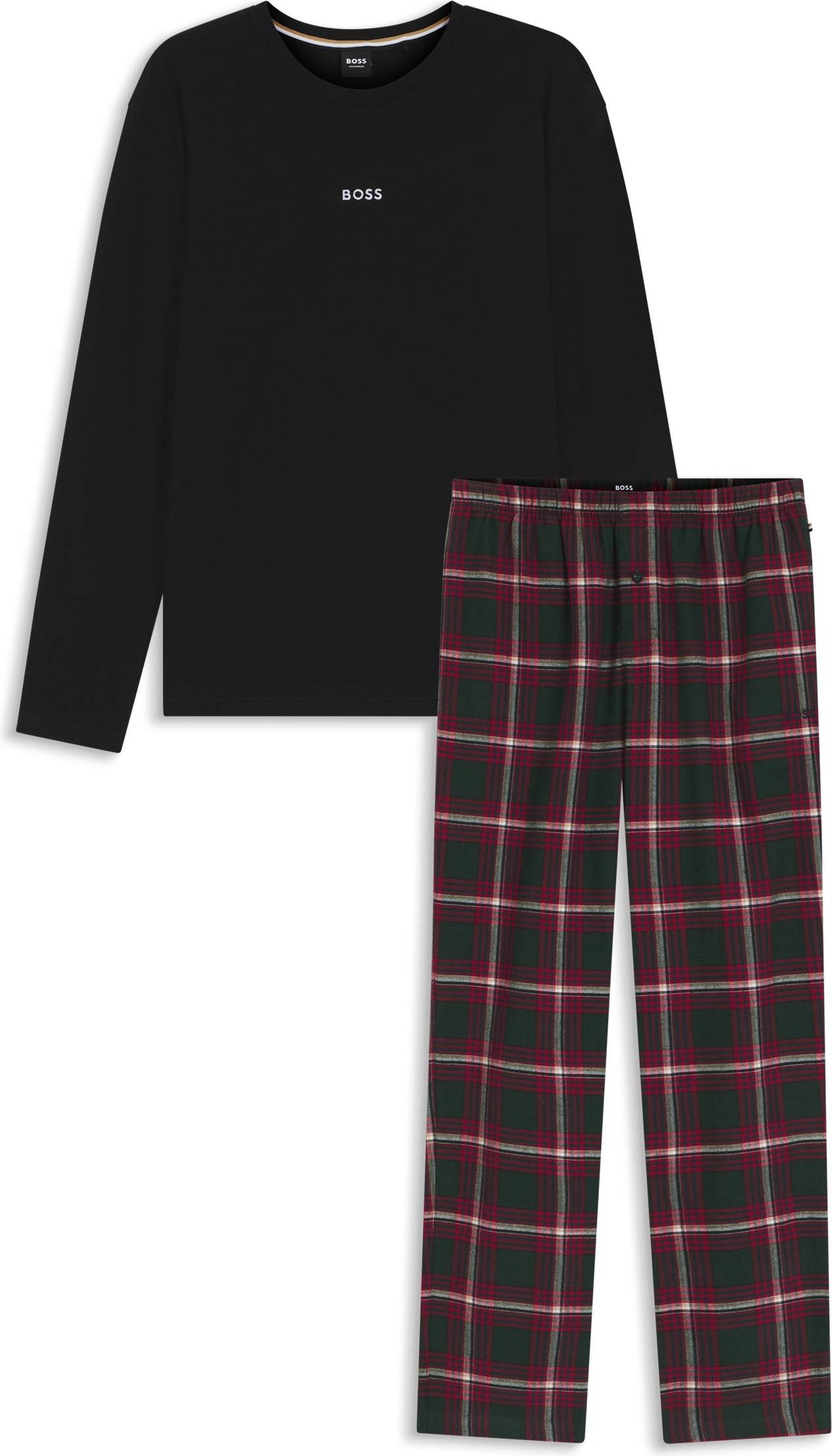 BOSS Gift-Boxed Pyjama Set Checked Cotton Blend - Red Patterned