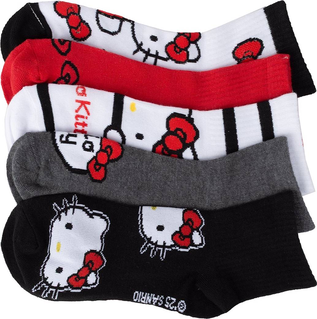 5 Pack Ribbed Hello Kitty Quarter - Gray