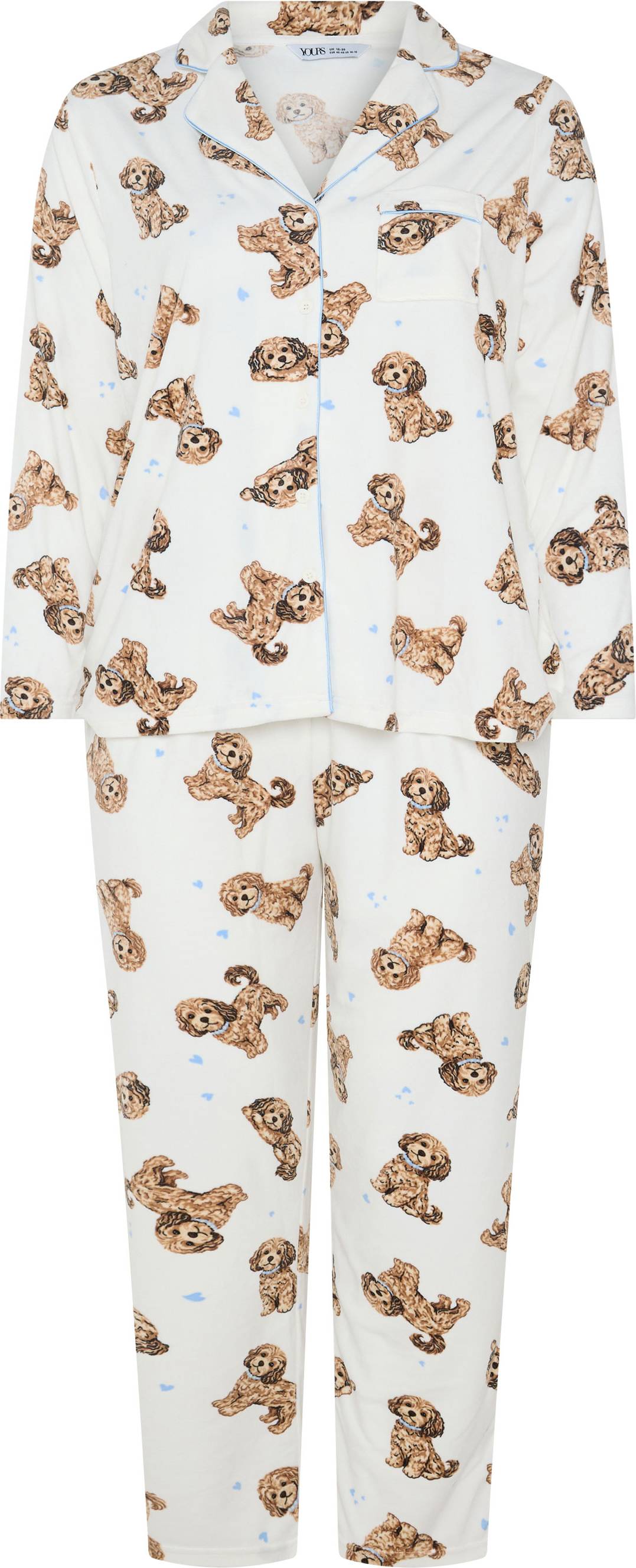 Yours Plus Size Ivory White Cockapoo Lightweight Fleece Pyjama Set