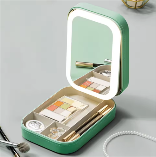 Winwin LED Mirror Makeup Storage Box Portable Case - Green