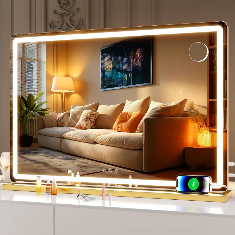 Hasipu Vanity Mirror with Lights Touch Screen Control - Roun