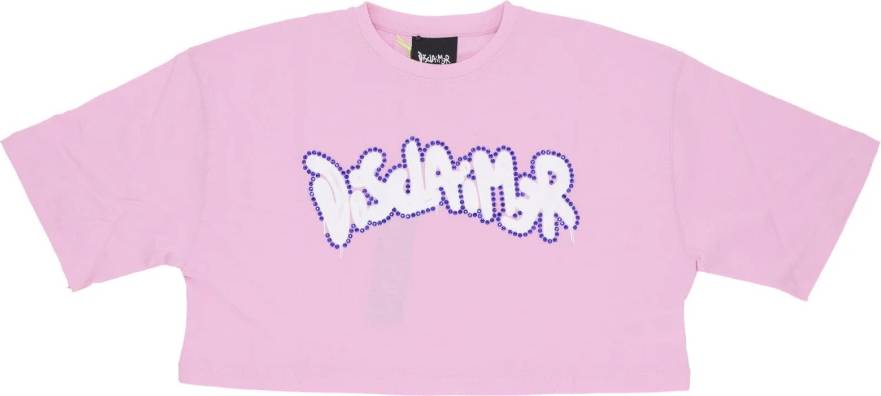 Rosa Logo Strass Crop Tee Topper - Rosa