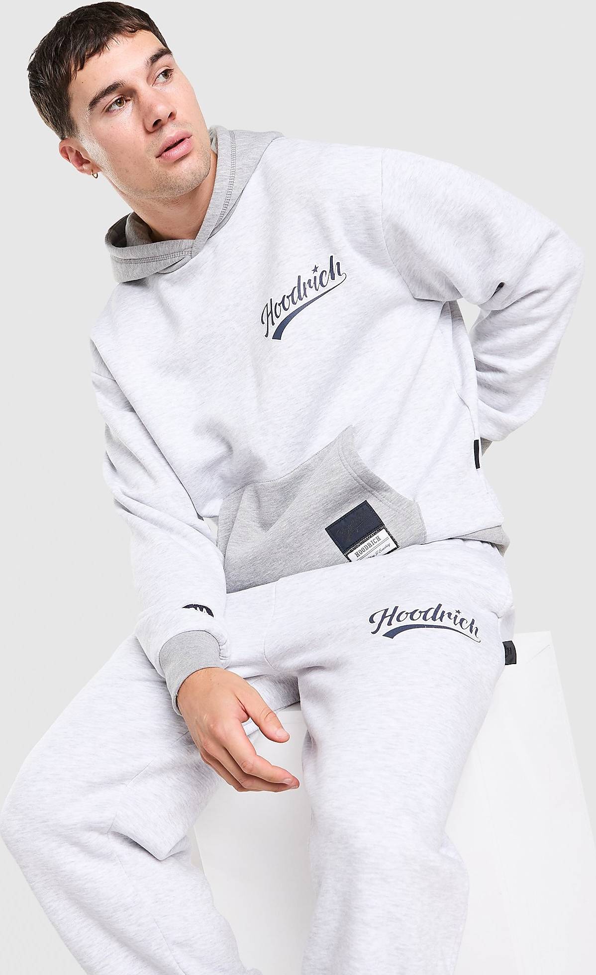 Script Colour Block Hoodie - Grau
