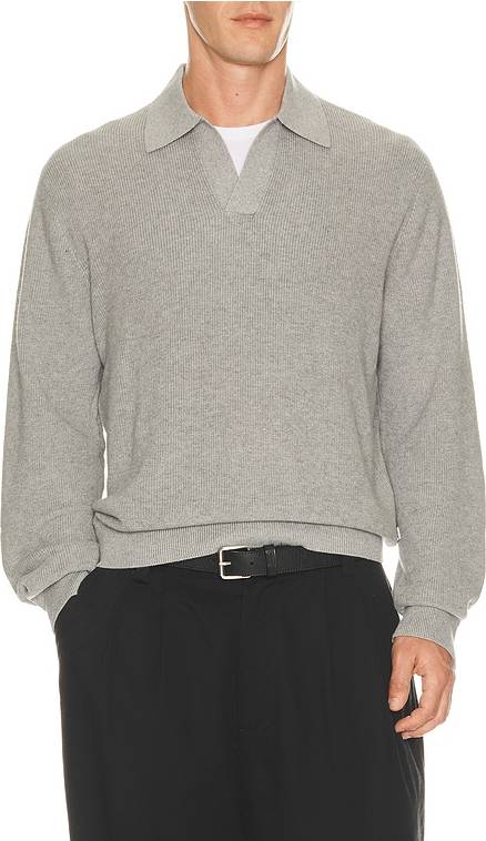 Hope Rib Knit Polo Grey