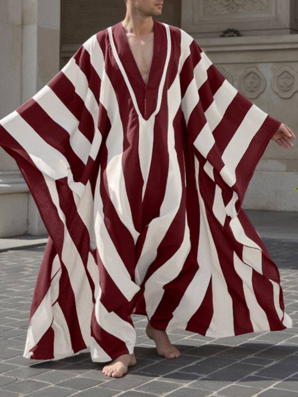 Incerunmen Striped Loose Oversized Robe - Red