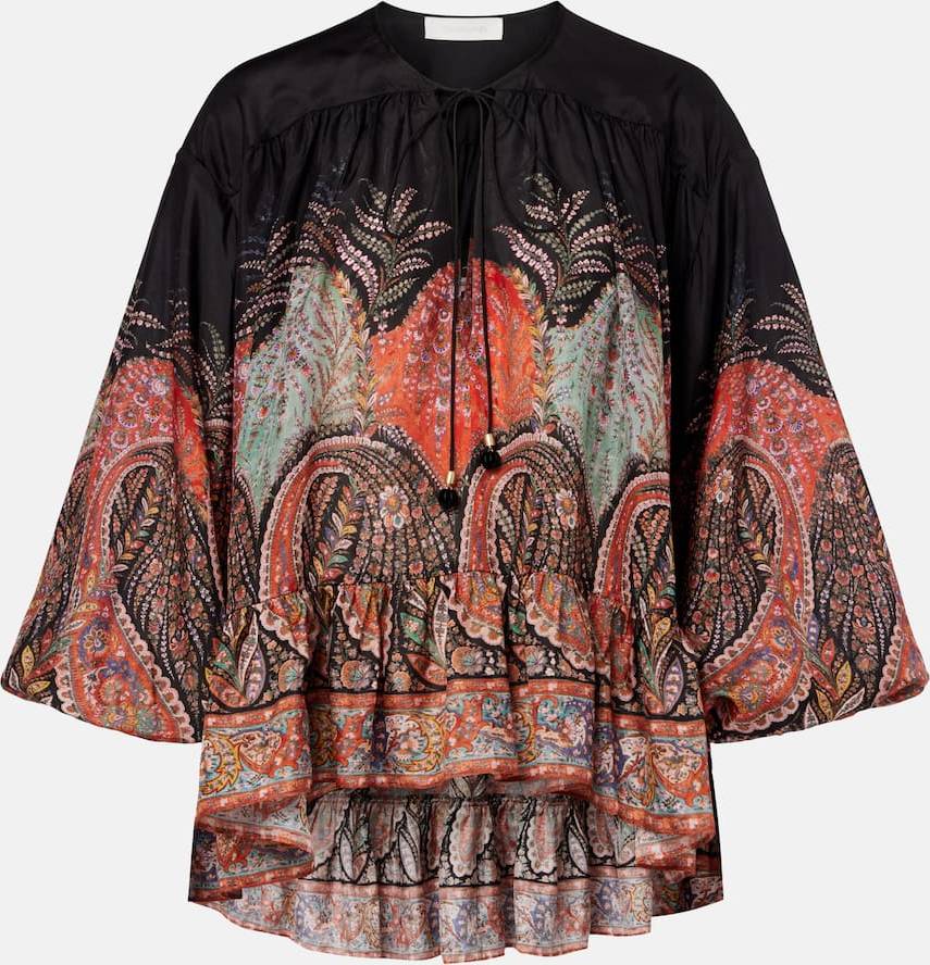 Zimmermann Rhiannon Ruffled Silk Top - Multicoloured