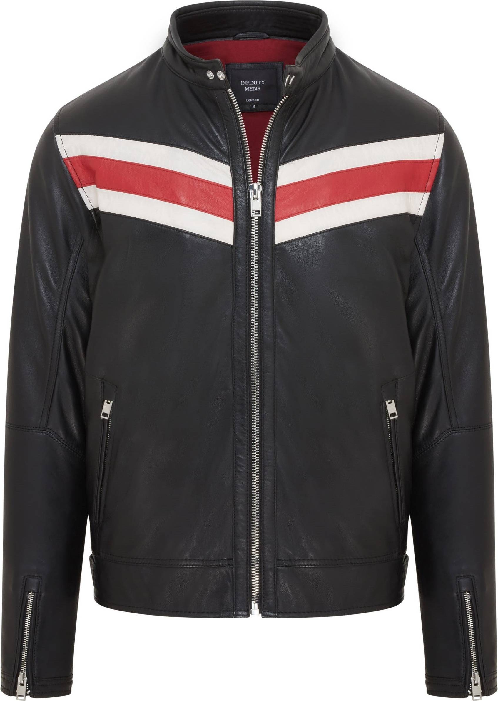 Infinity Leather Racer Biker Jacket - Multi
