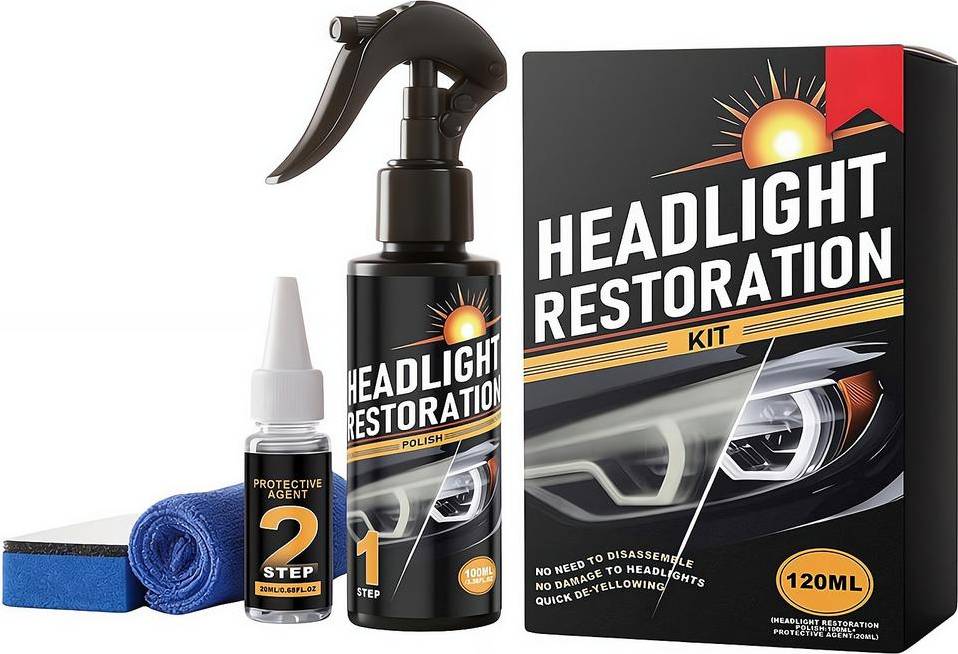 Car headlight restoration 2-Step Car Headlight Restoration Kit