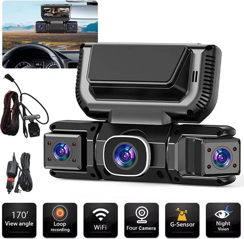Front and rear dashcam Car Dashcam 4 Channel WiFi Front Rear