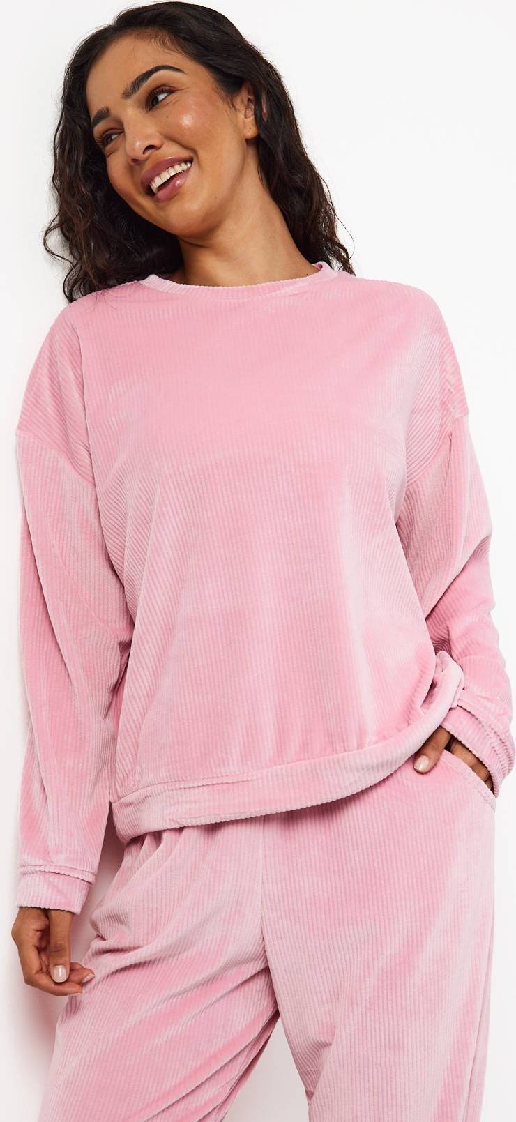 Tu Pink Ribbed Co-Ord Slinky Pyjama Top
