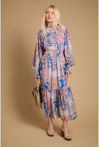 Oasis Ruffle Detail Midi Dress - Multicolour