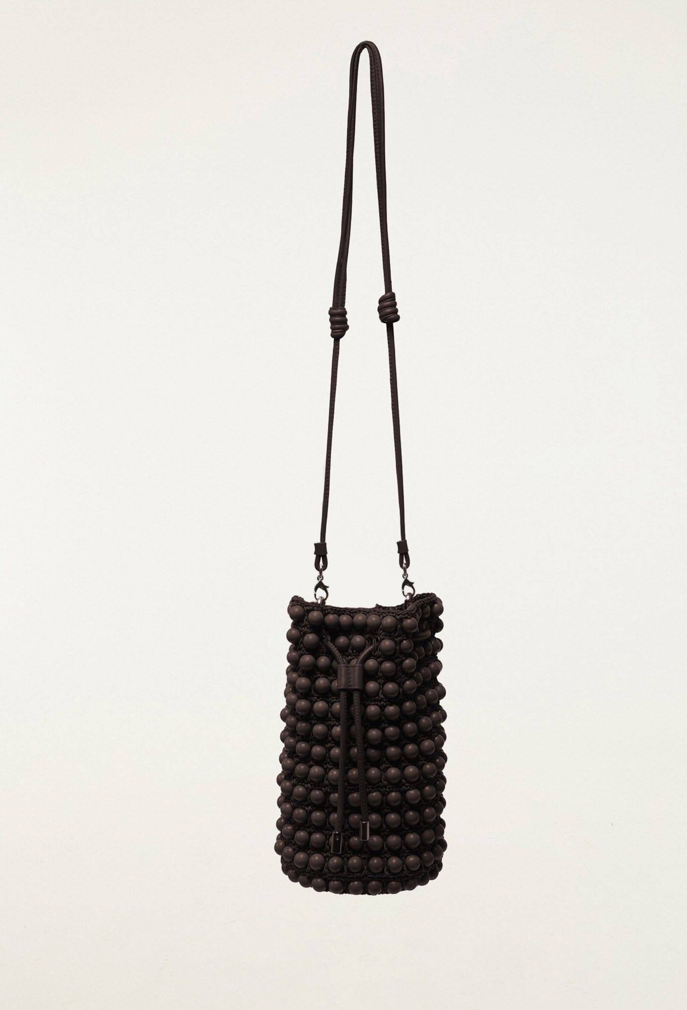 Farm Rio Beaded Macrame Bucket Bag - Walnut