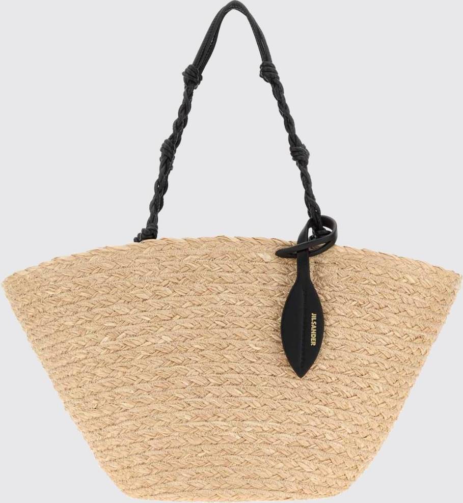 Jil Sander Small Tangle Raffia Tote Bag Braided Handle - Rope