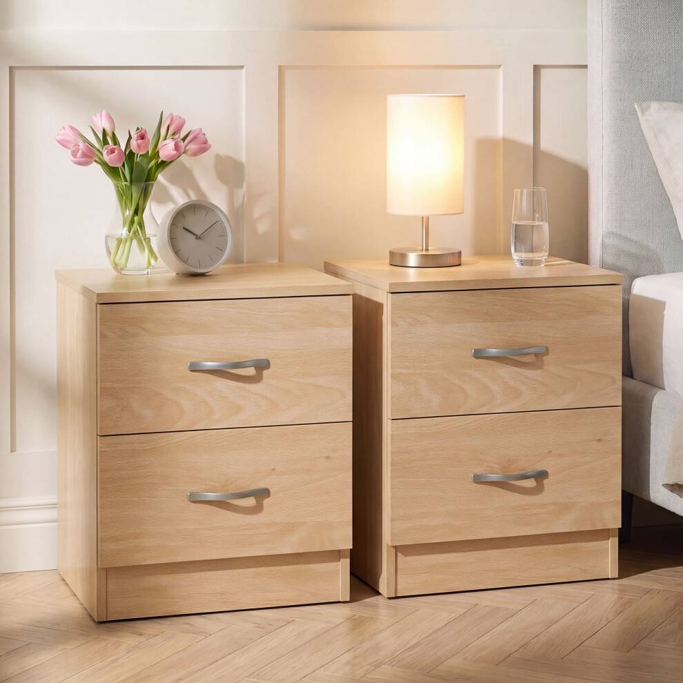 Vida Designs Riano Bedside Table Set 2 Drawer Chest Nightstands Bedside Table 2pcs