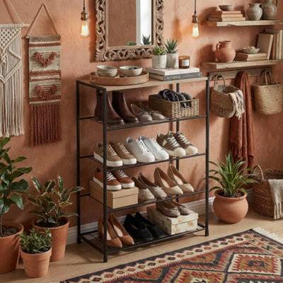 B&Q 5 Tier Shoe Rack With Seat Shoe Rack