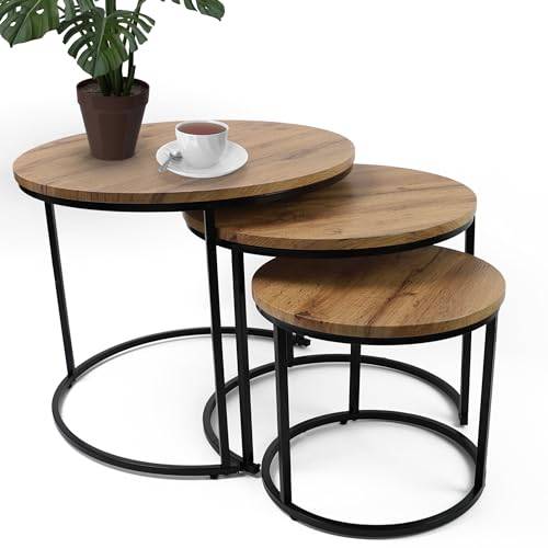 Divchi Round Nesting Coffee Tables Set Nesting Table 3pcs