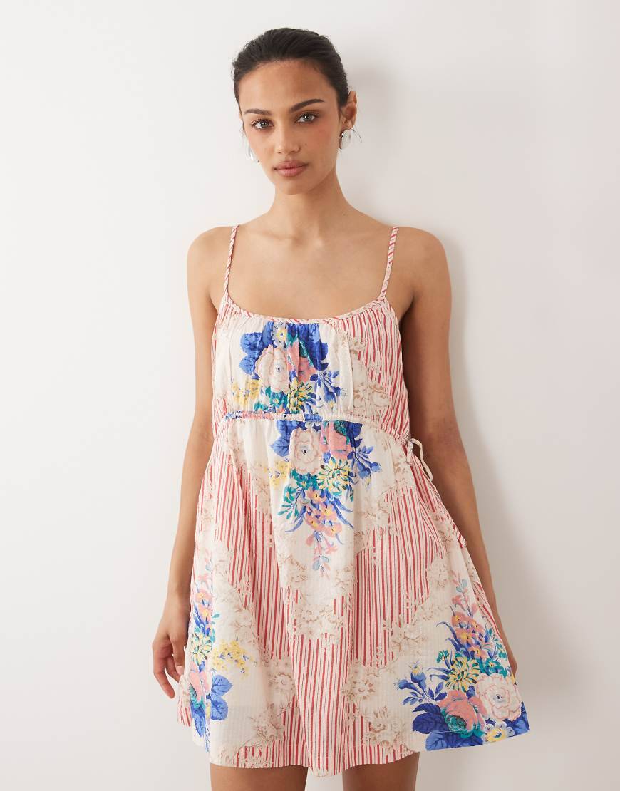 Abercrombie & Fitch Ruched Mini Dress Built In Shorts Multi