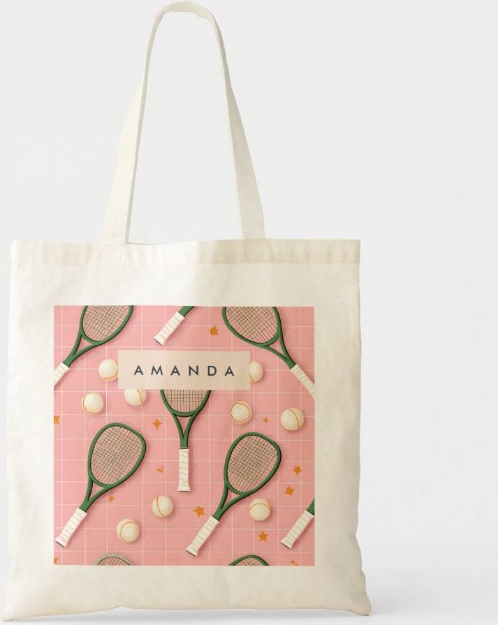 Tennis racket bag Zazzle Personalized Retro Tennis Racket Pattern Tote Bag