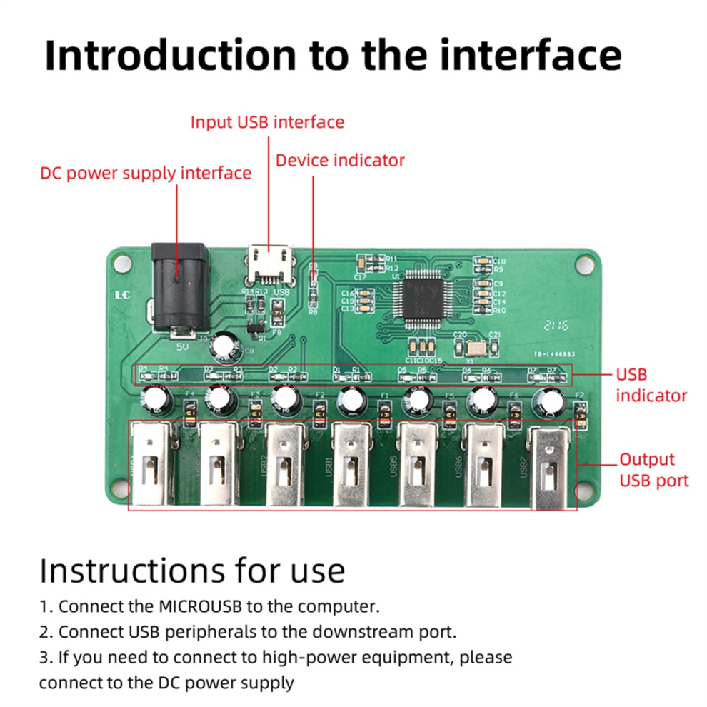 Micro USB 2.0 Hub Module 1 to 7 Port