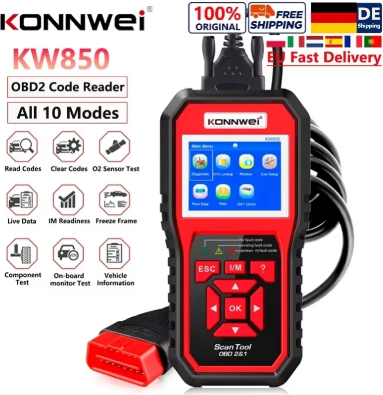 Diagnosverktyg Konnwei KW850 OBD2 Scanner Full System