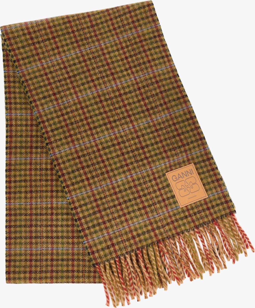 Ganni Compact Wool Scarf Mini Checks - Multicolour