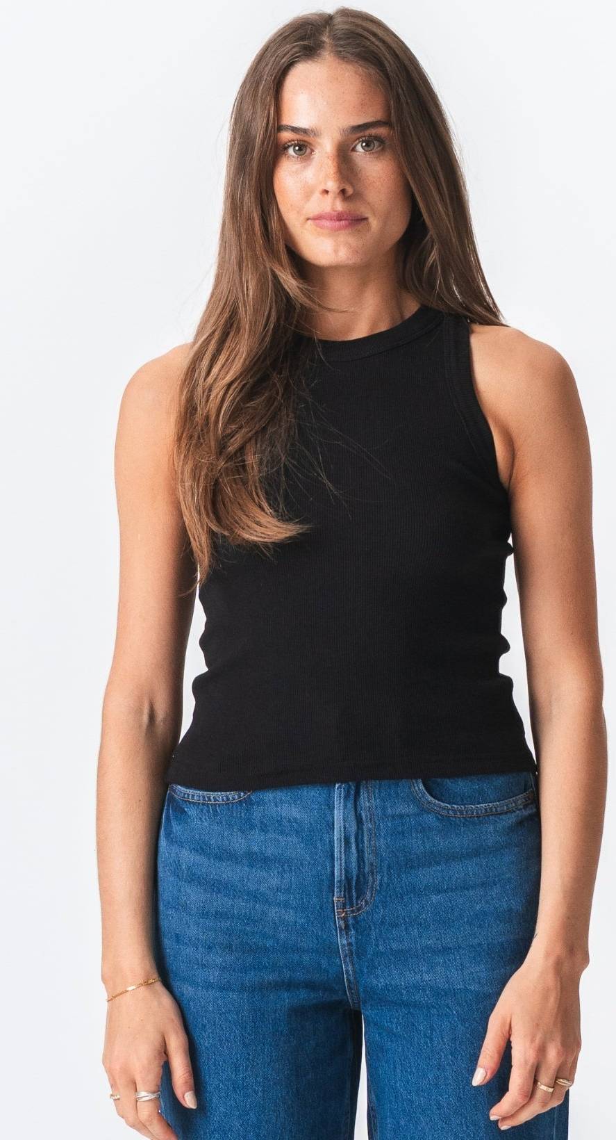 TeeShoppen Ribbed Top - Black