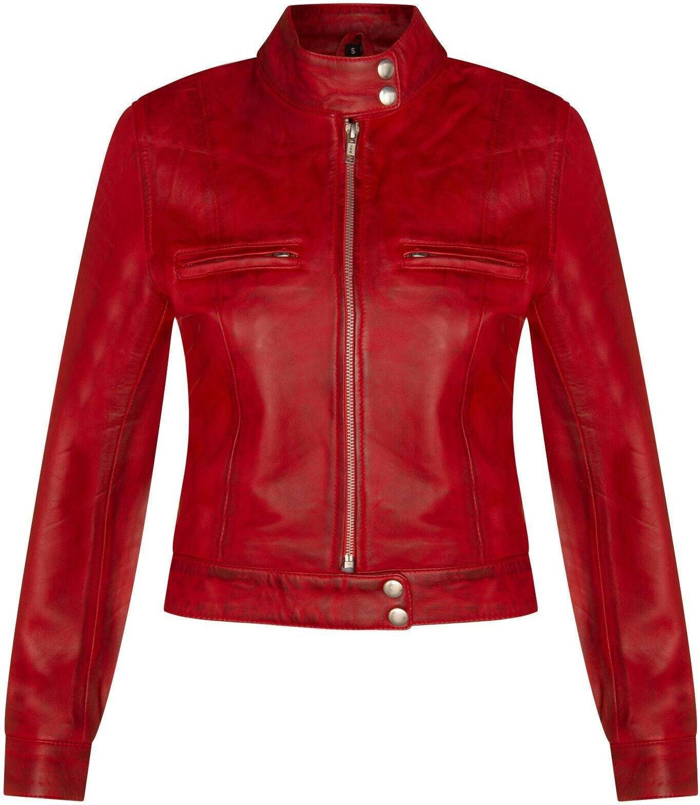 Infinity Leather Biker Jacket Watford - Red