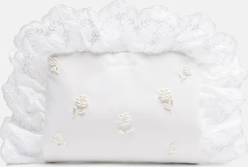 Simone Rocha Pillowcase Embellished Ruffled Clutch - White