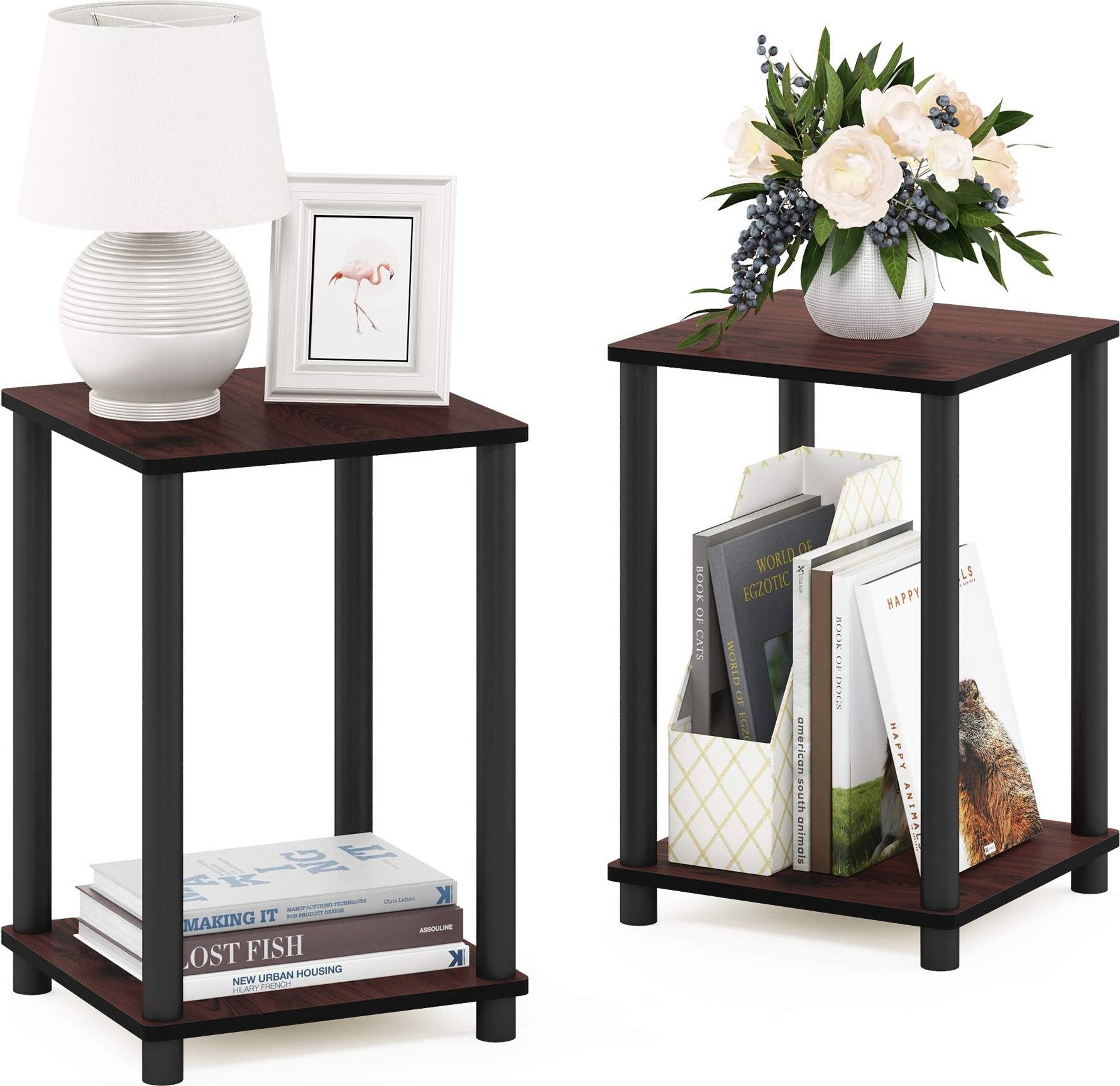 Furinno Turn-N-Tube 2-Tier Stackable End Table Set Table 2pcs