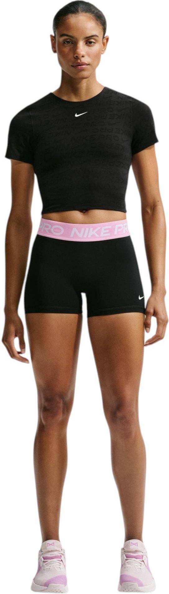 Nike Pro Mid-Rise 3 Inch Bike Shorts - Black/Pink Rise/White