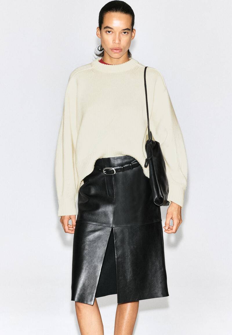 COS Rounded Wool Crew-Neck Jumper - Beige