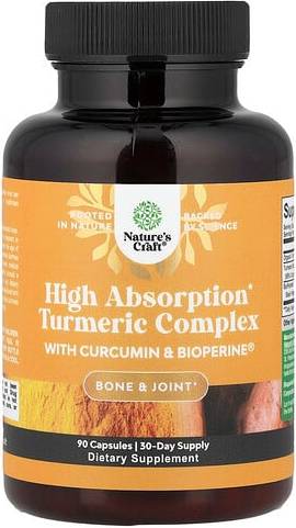 Nature's Craft High Absorption Turmeric Complex With Curcumin Bioperine 90 Capsules 90 st