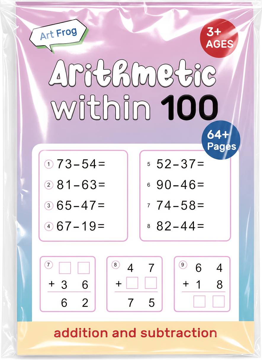 64 Pages Book Addition And Subtraction Learning Math Workbook Handwritten Workbook Notebook English Version Number Tracing Writing Aids Workbook