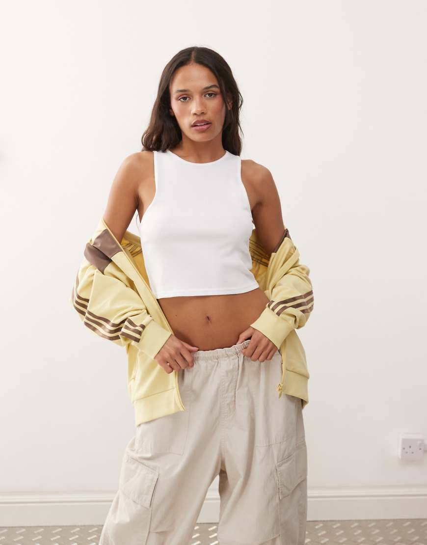 Crop Ribbed Tank Top - White